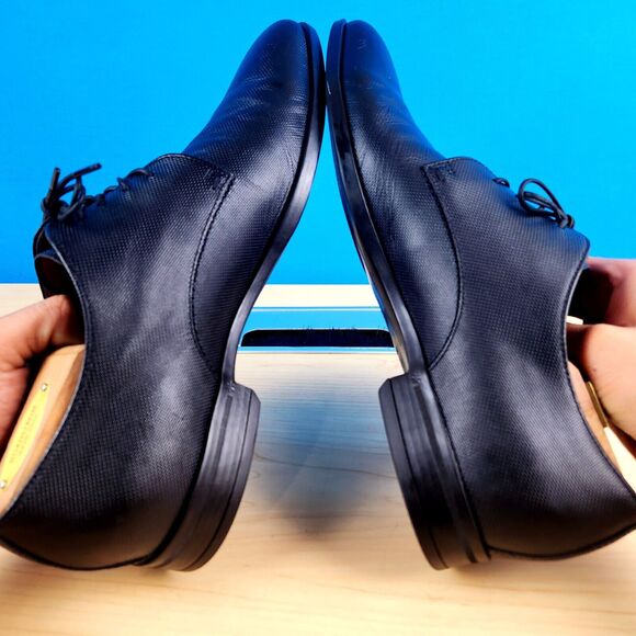 HUGO BOSS Kensington Mens‎ Size 6.5 Derby Shoes Black Embossed Leather formal main image 10
